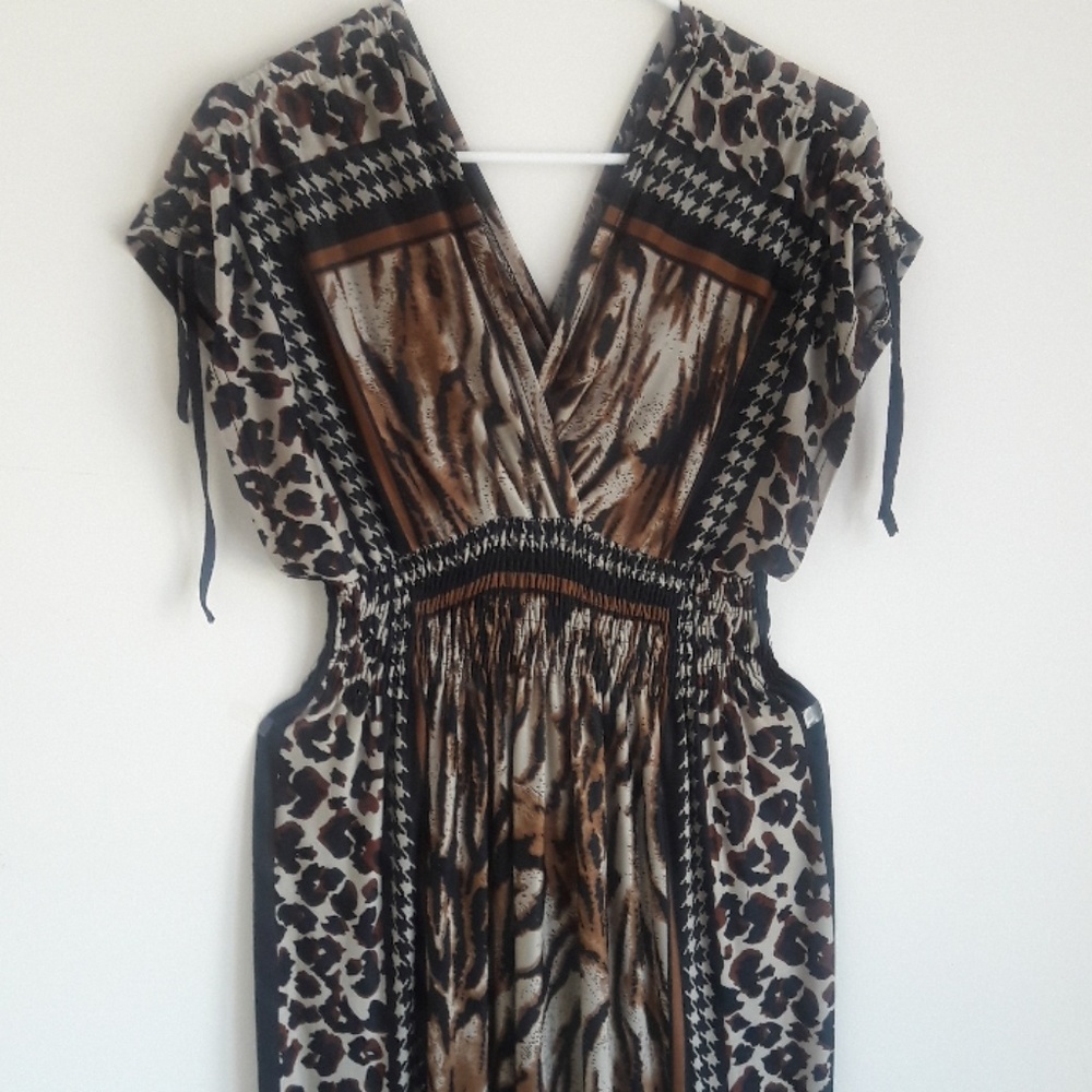 Multi-colored Animal Print Maxi Dress